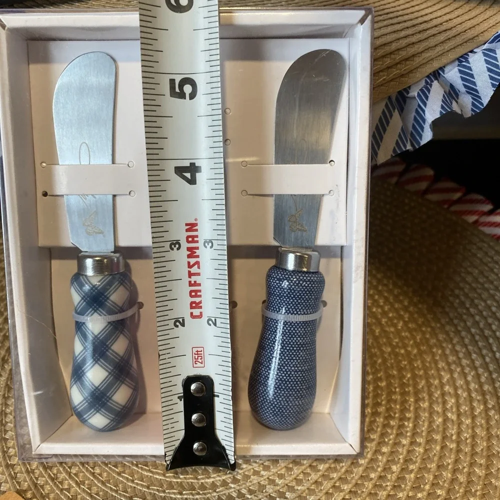 Dolly Parton 3 Piece Cheese Spreader Set Stainless Steel Plaid Polka Dot‎ New